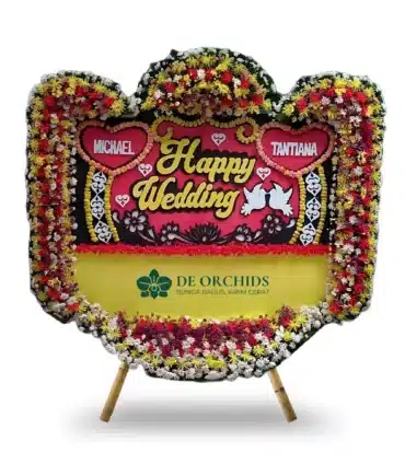 bunga papan happy wedding