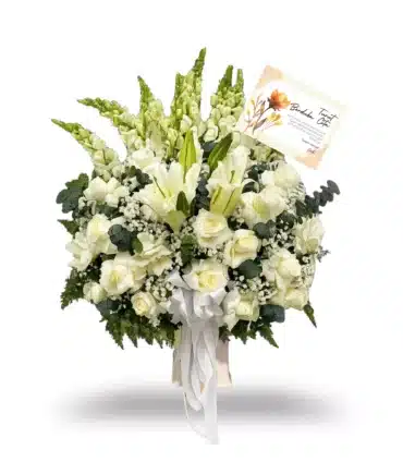 bunga meja ucapan duka cita